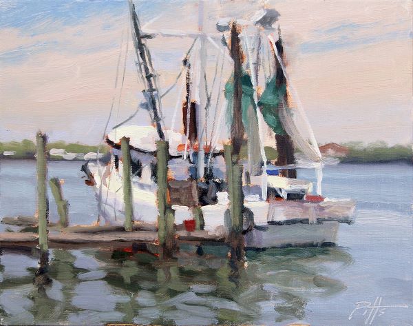 Singleton's Shrimper by Randy Pitts is an oil painting on linen