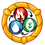 Reading Dragons game icon showing Fire, Earth and Water symbols