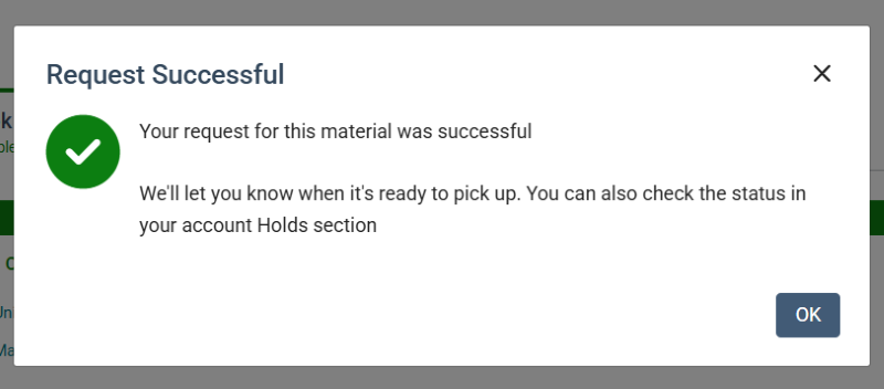 Screenshot of a "success" notification