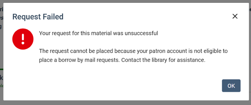 Screenshot of a "failure" notification