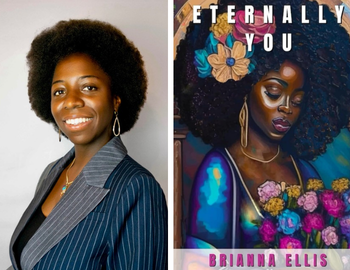 Photo of author Brianna Ellis beside book cover for Eternally You