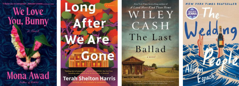 A collage of book covers including We Love You, Bunny; Love After We Are Gone; The Last Ballad and The Wedding People