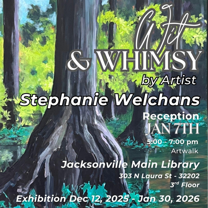 A poster of the 'wit and whimsy' show