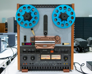 Reel to reel digitization equipment in the Memory Lab at Main Library