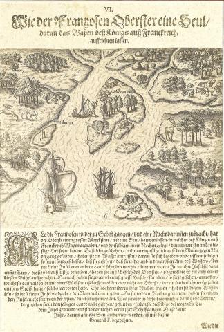 Plate VI. The French Commander Erects a Column with the Arms of the King of France