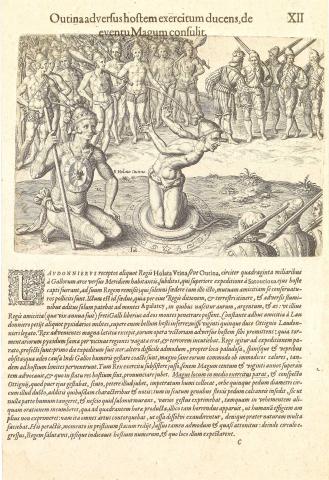 Plate XII. Outina, going at the Head of His Army, Against the Enemy, Consults a Sorcerer on the Event