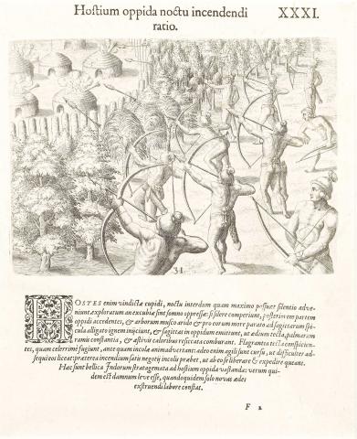 Plate XXXI. How They Destroy the Enemy's Town during the Night