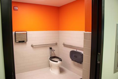 Webb Wesconnett Regional Library toilet installation in the new children's department