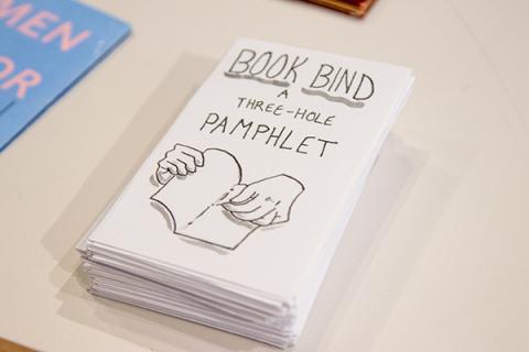 Book Bind zine on a table