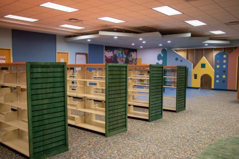 Painted shelving units