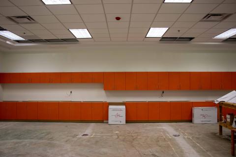 Wall cabinet installation in the Highlands Regional Library Children's area