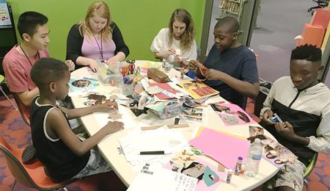 teens making zines at the library