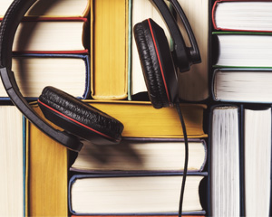 books and headphones for Talking Books Library at Jacksonville Public Library